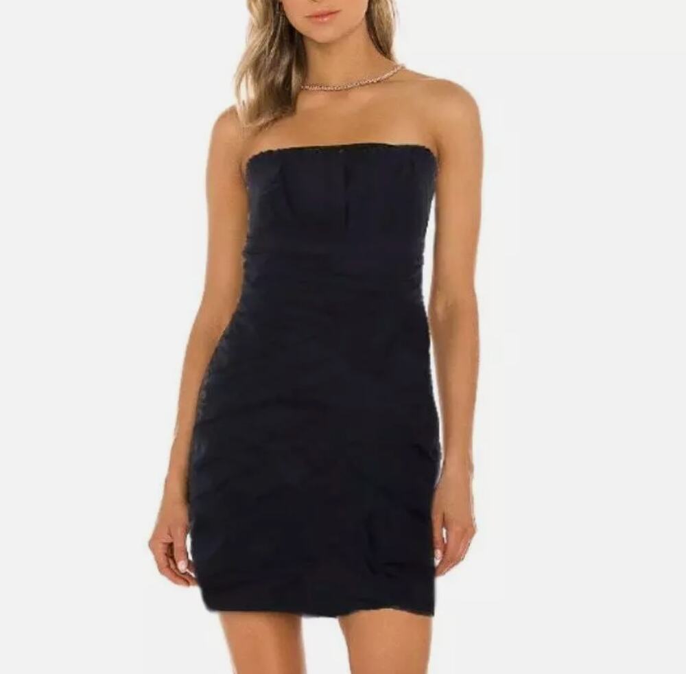 Max And Cleo Taffeta Strapless Mini Dress Black Size 4
